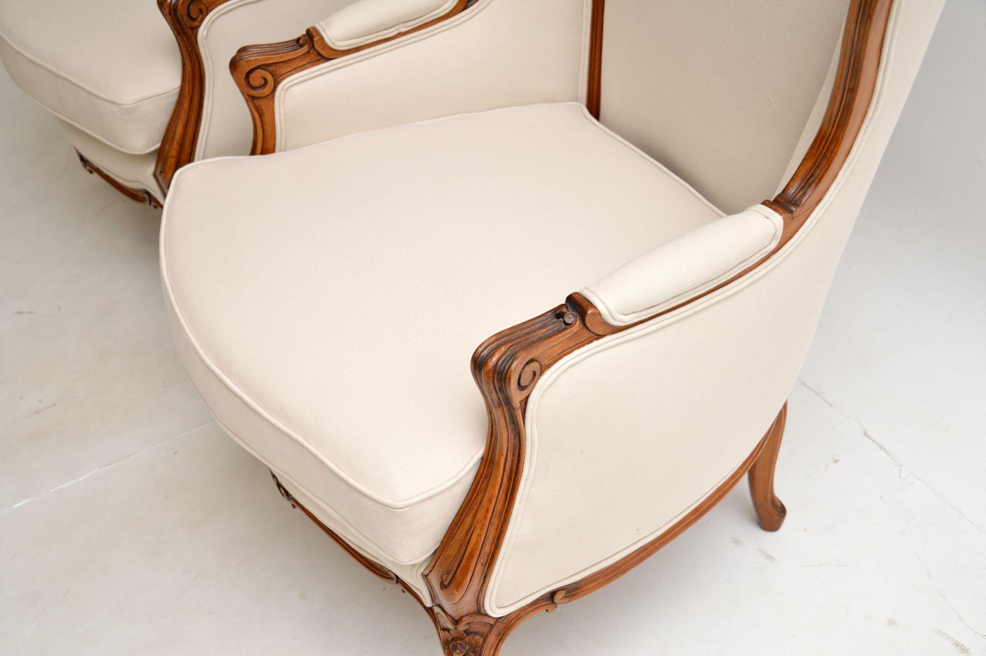 Pair of Antique French Walnut Armchairs 4