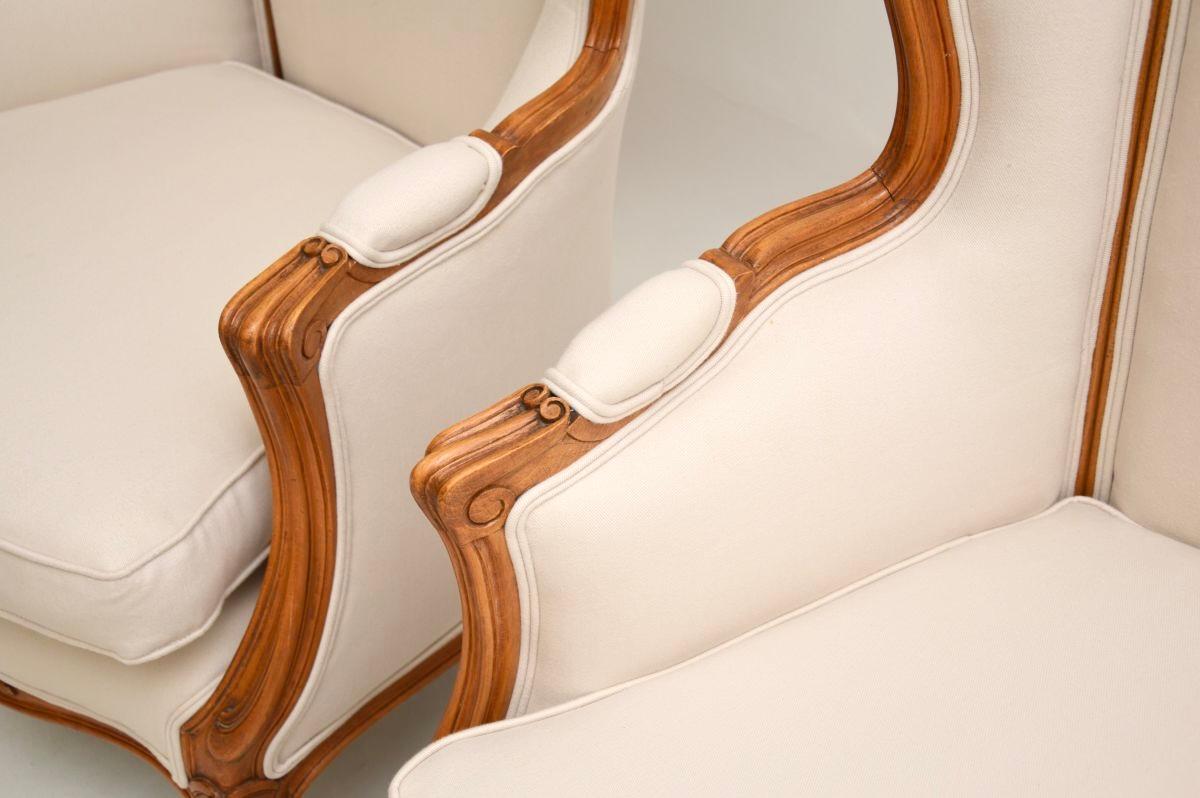 Pair of Antique French Walnut Armchairs For Sale 4