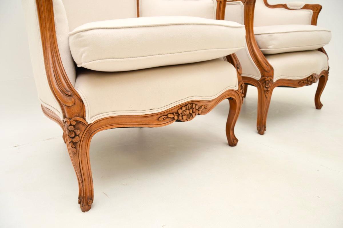 Pair of Antique French Walnut Armchairs For Sale 5