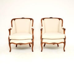 Pair of Antique French Walnut Armchairs