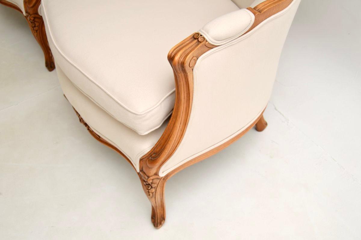 Pair of Antique French Walnut Armchairs For Sale 2