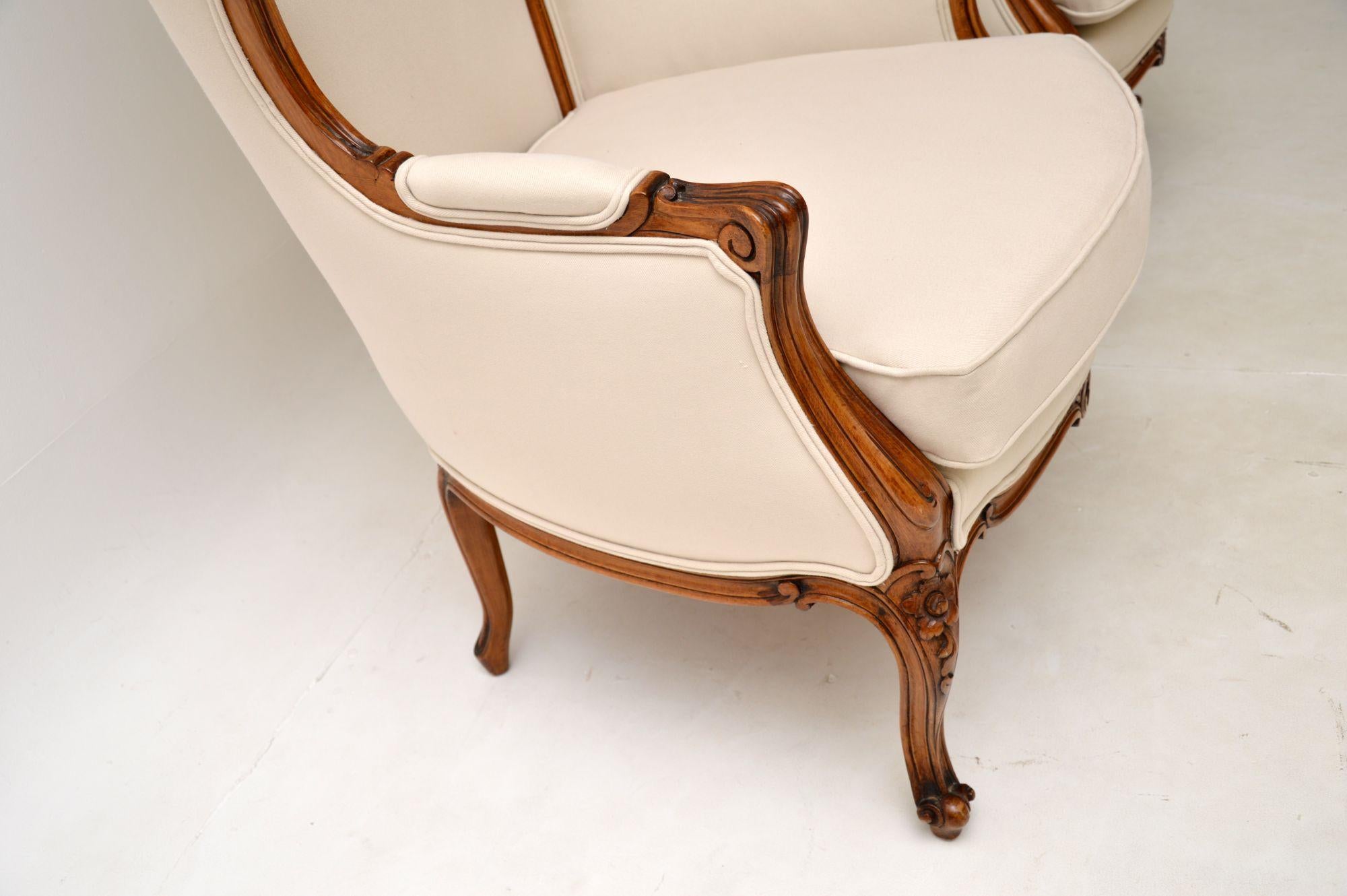 Pair of Antique French Walnut Armchairs 3