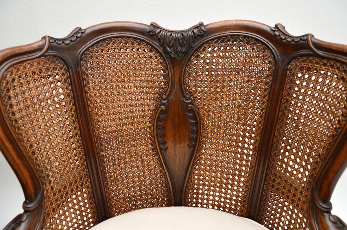 Pair of Antique French Walnut Bergère Armchairs 4