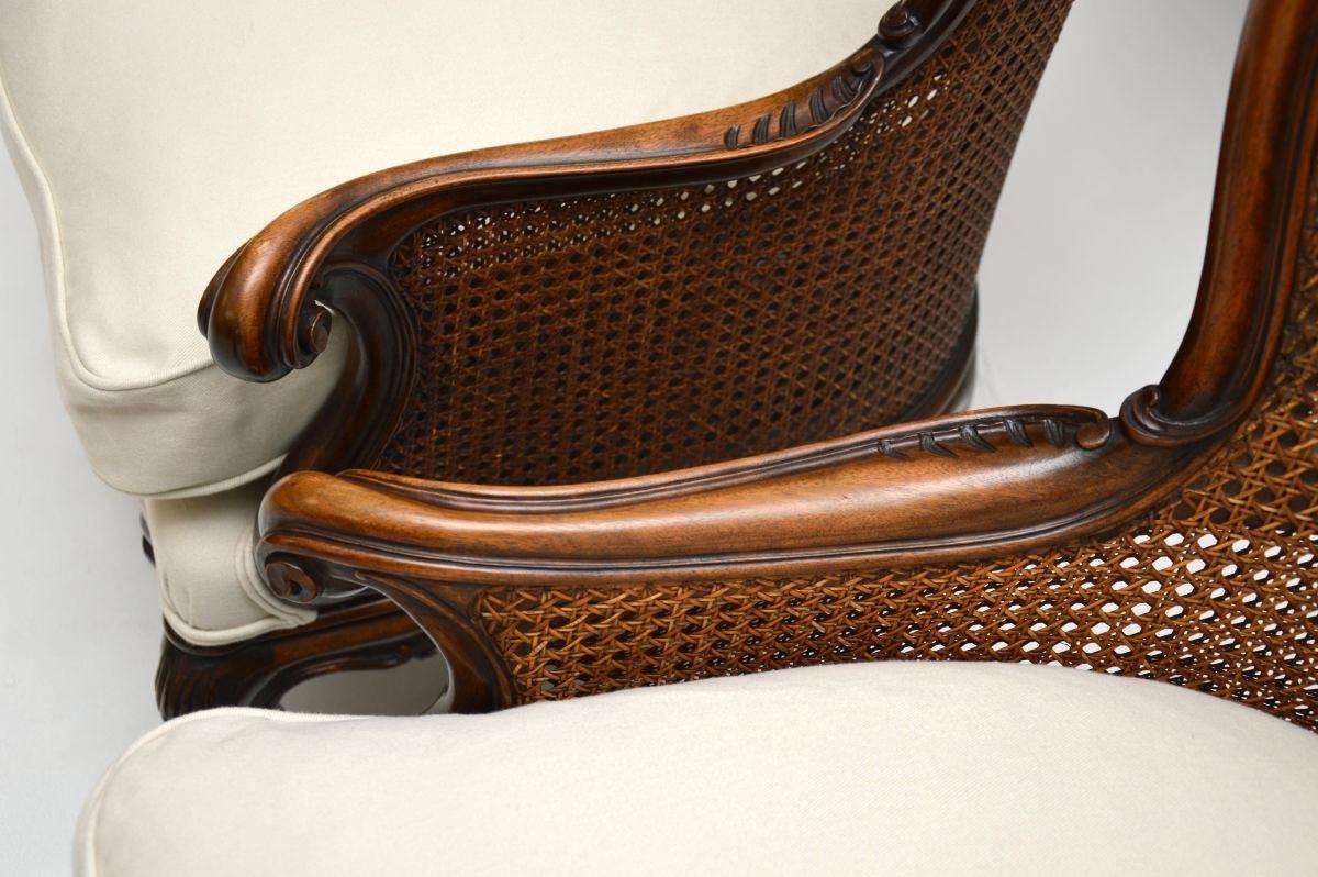 Pair of Antique French Walnut Bergère Armchairs 5