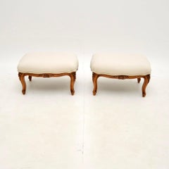 Pair of Antique French Walnut Foot Stools