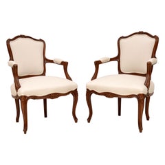 Pair of Antique French Walnut Salon Armchairs