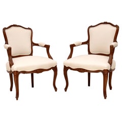 Pair of Antique French Walnut Salon Armchairs
