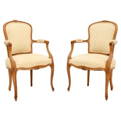 Pair of Antique French Walnut Salon Armchairs Pair of Used French Walnut Salon Armchairs