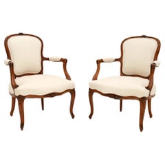Pair of Antique French Walnut Salon Armchairs Pair of Used French Walnut Salon Armchairs