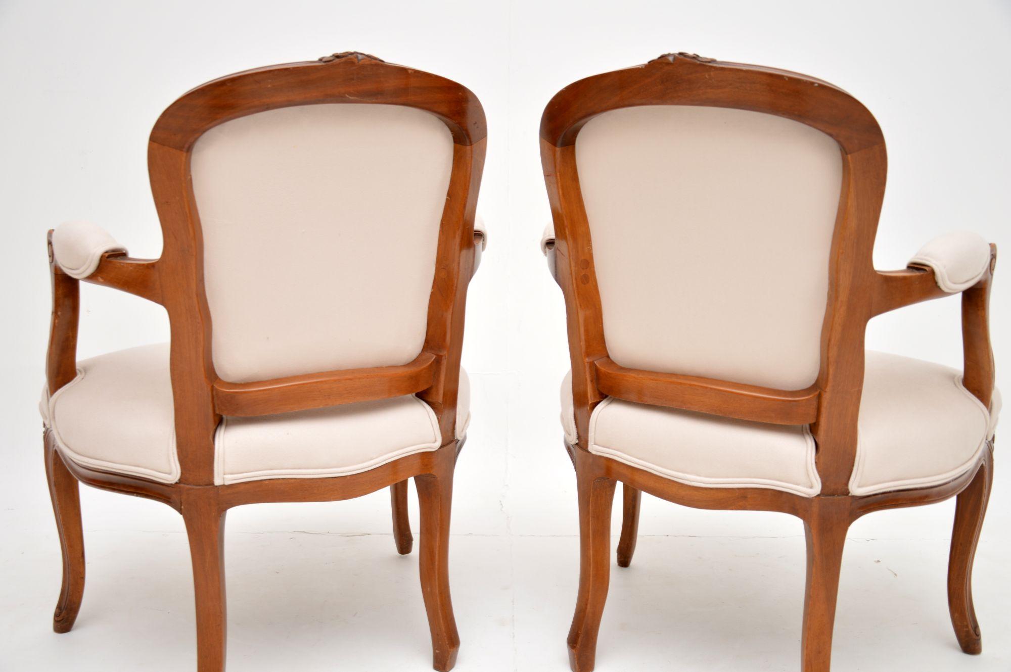 Pair of Antique French Walnut Salon Chairs 1