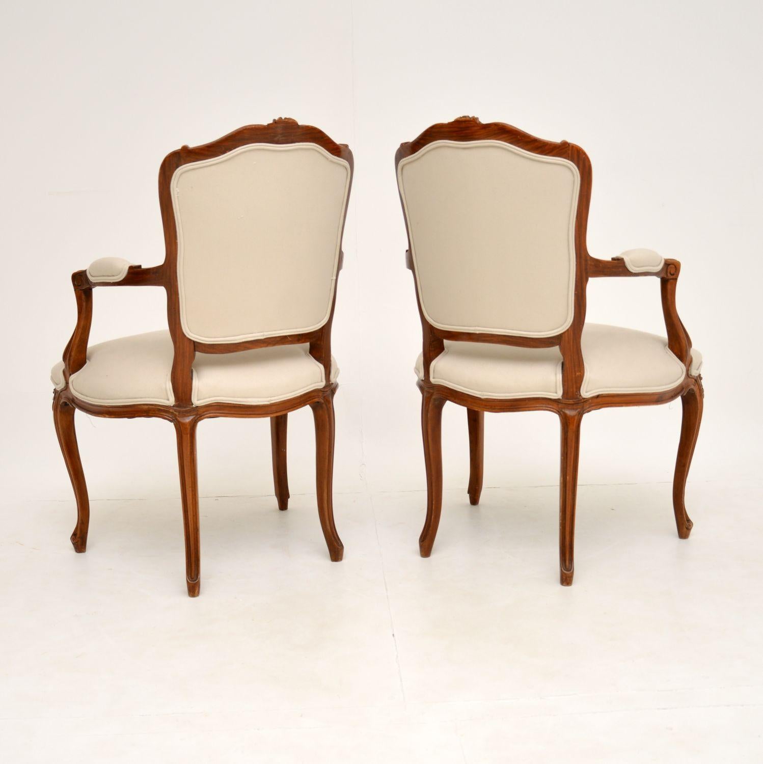 Pair of Antique French Walnut Salon Chairs 7