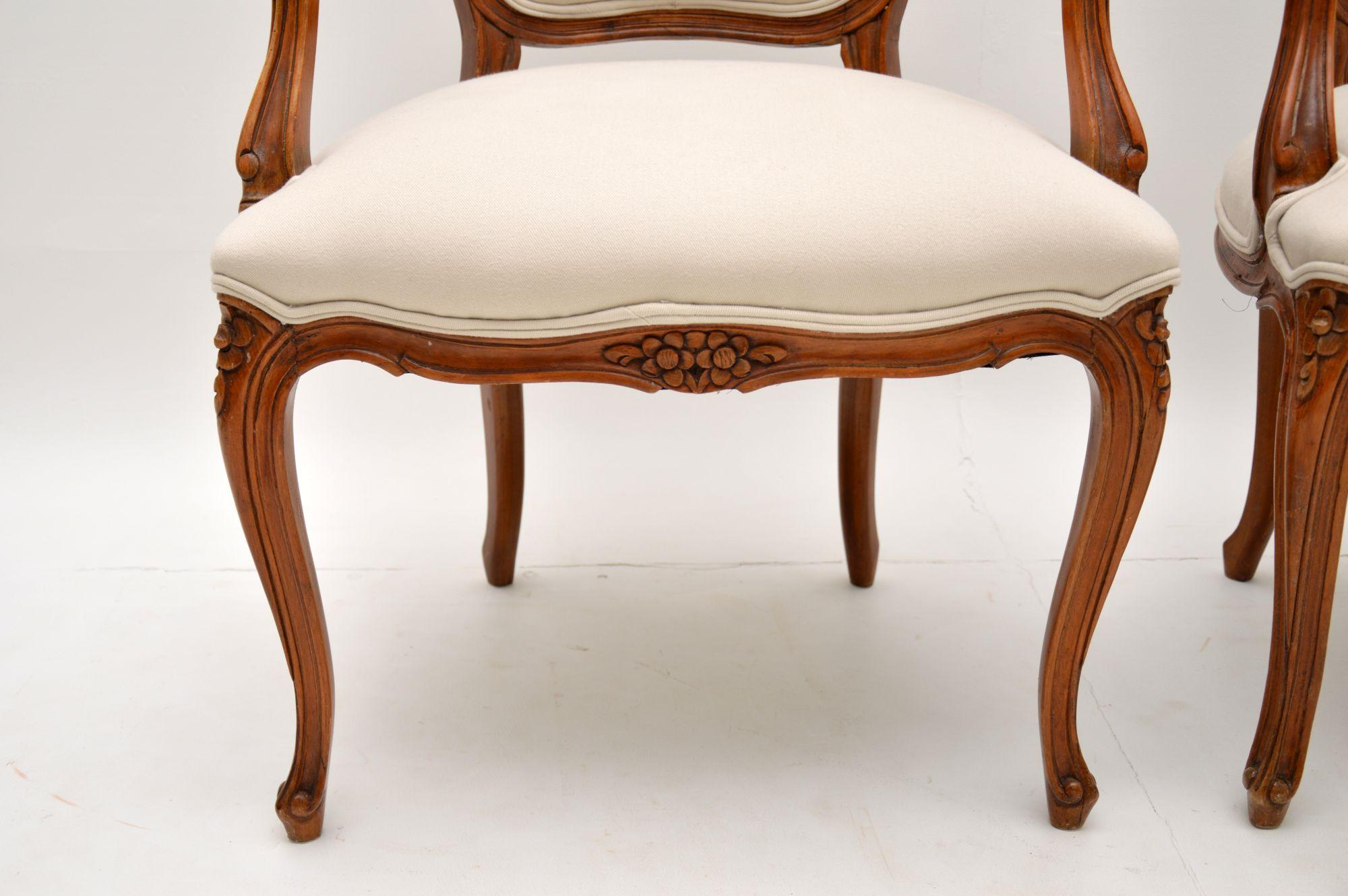 Pair of Antique French Walnut Salon Chairs 3