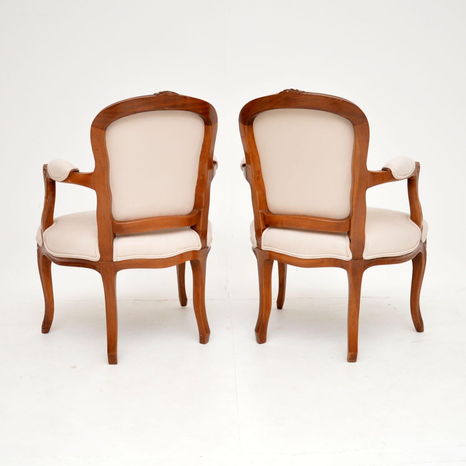 20th Century Pair of Antique French Walnut Salon Chairs