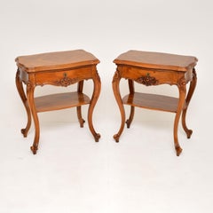 Pair of Antique French Walnut Side or Bedside Tables