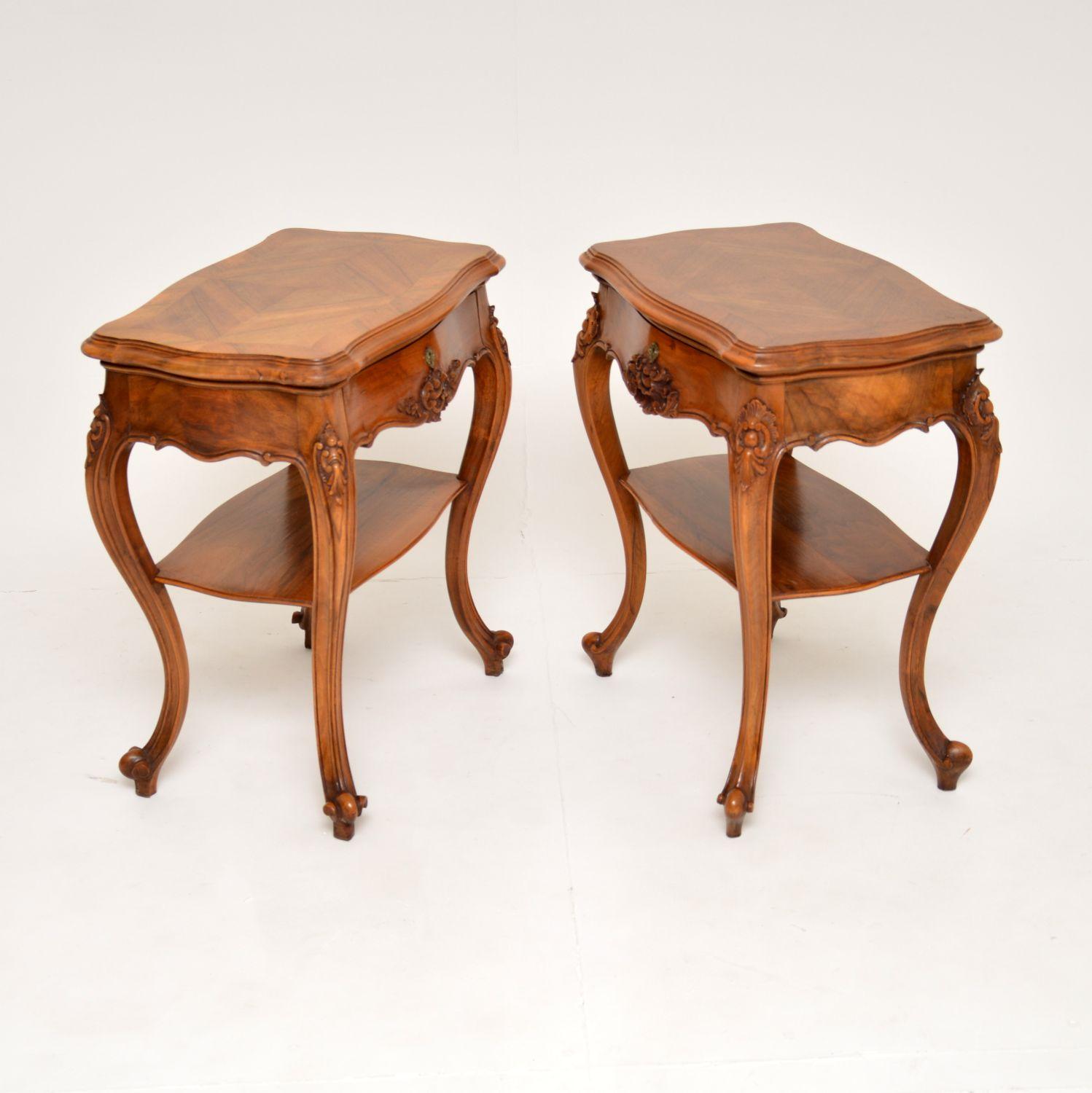 Pair of Antique French Walnut Side or Bedside Tables In Good Condition In London, GB