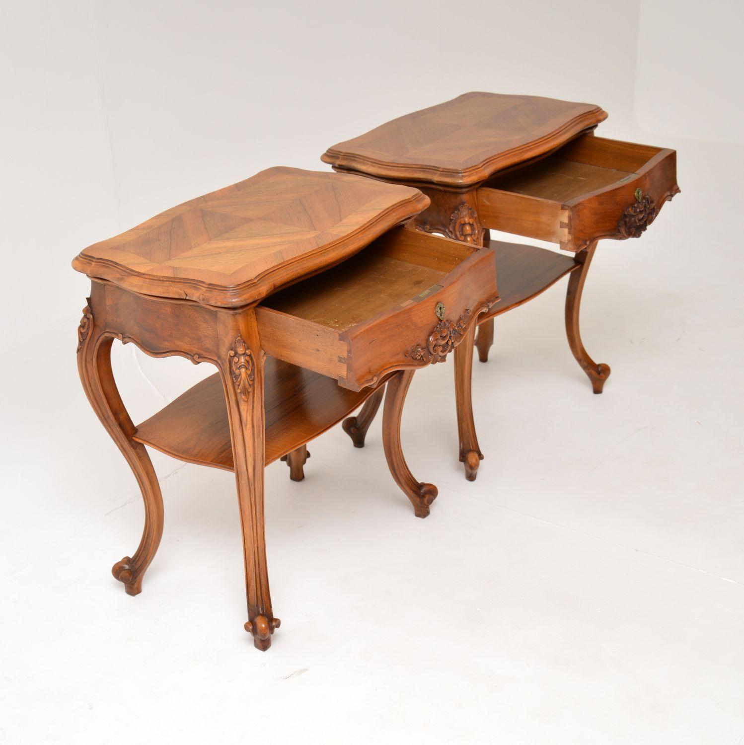 Pair of Antique French Walnut Side or Bedside Tables 3