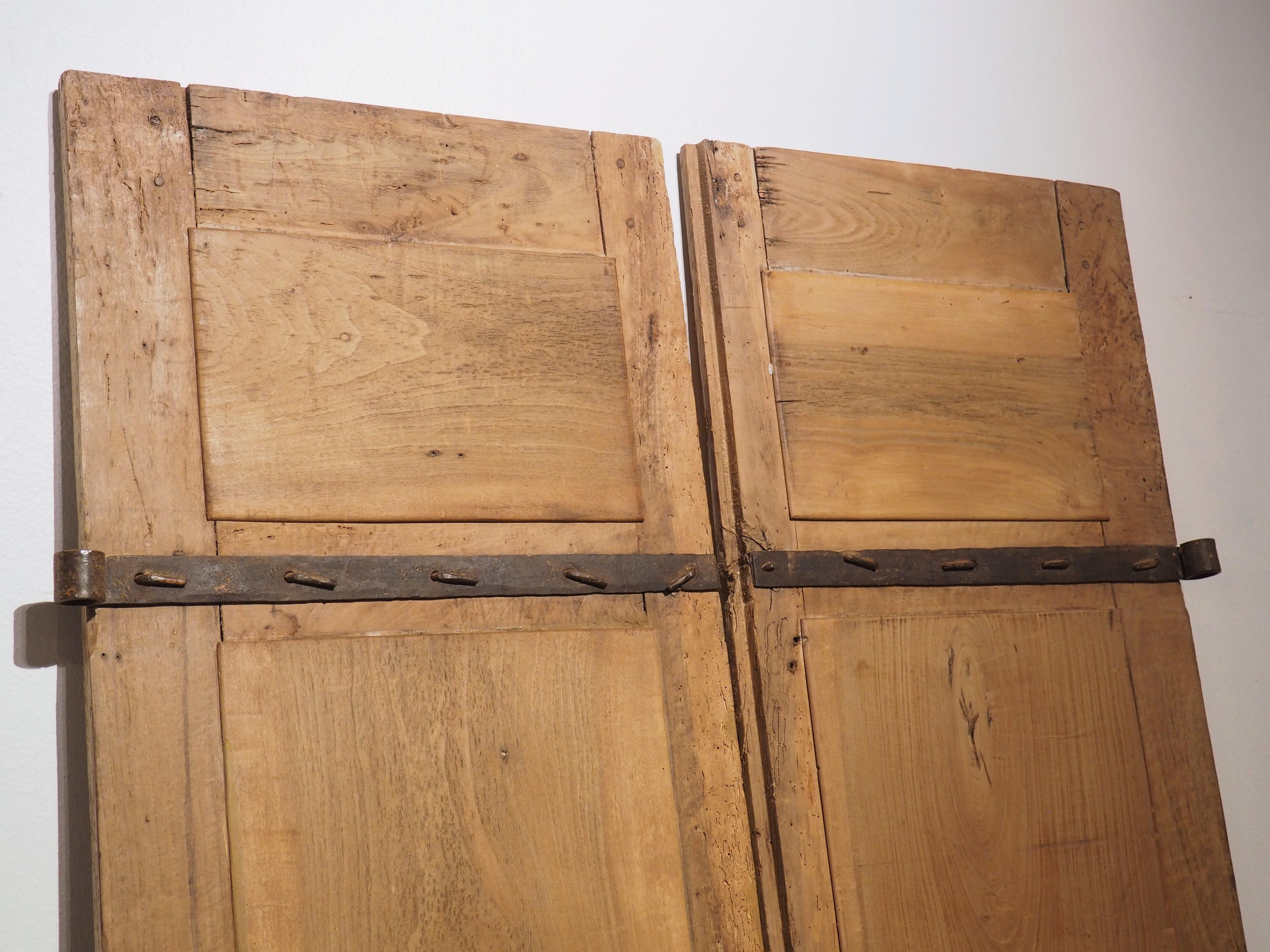 Pair of Antique French Walnut Wood Interior Doors, Circa 1850 In Good Condition In Dallas, TX