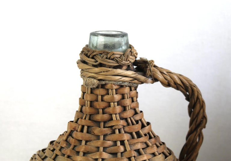 Pair of Antique French Wicker Wrapped Glass Wine Jug DemiJohn at 1stDibs