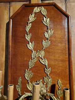 Pair of Antique French Wood Paneled Bronze D'ore Wall Sconces