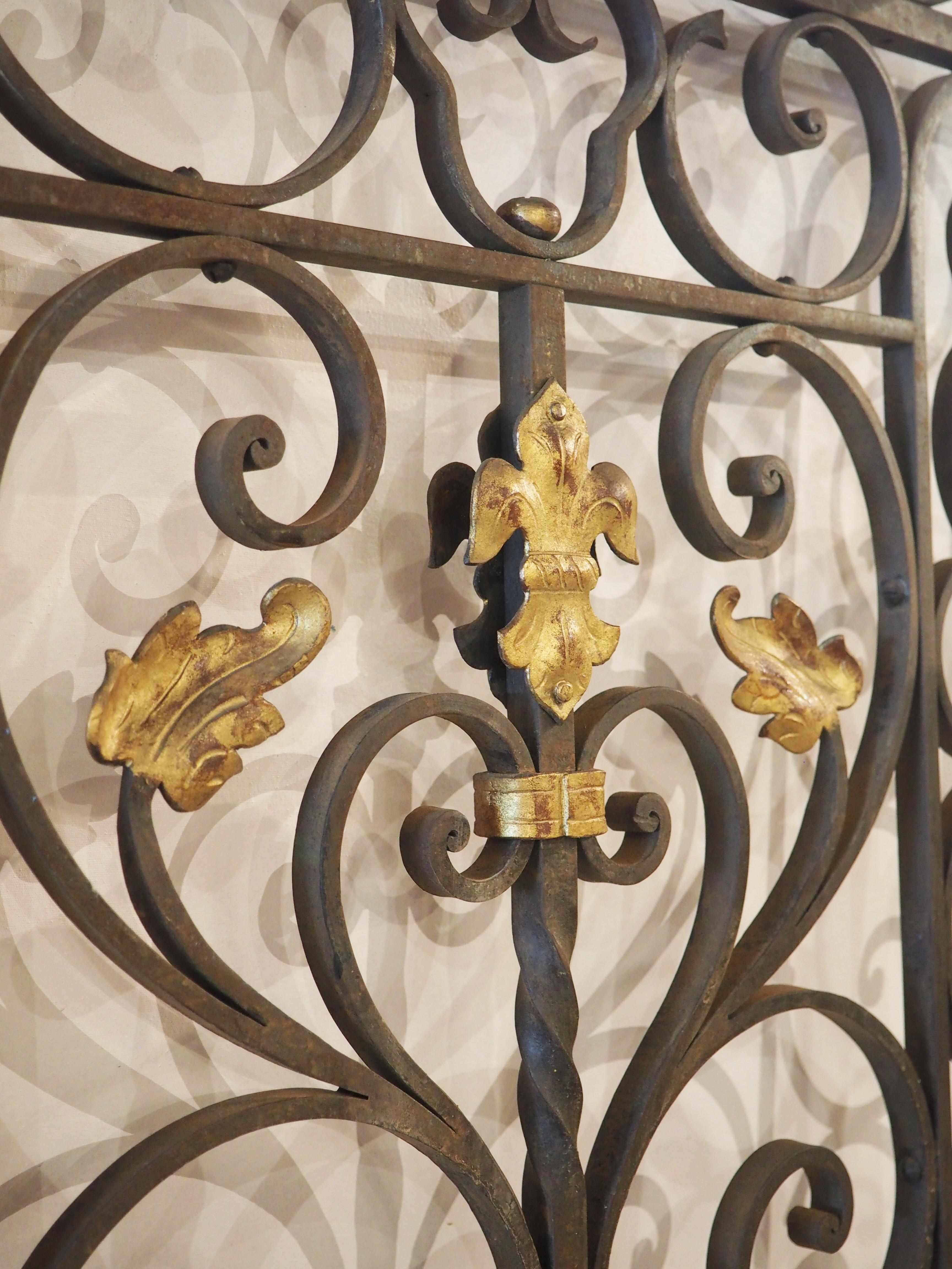 Pair of Antique French Wrought and Gilt Iron Gates, circa 1870 5