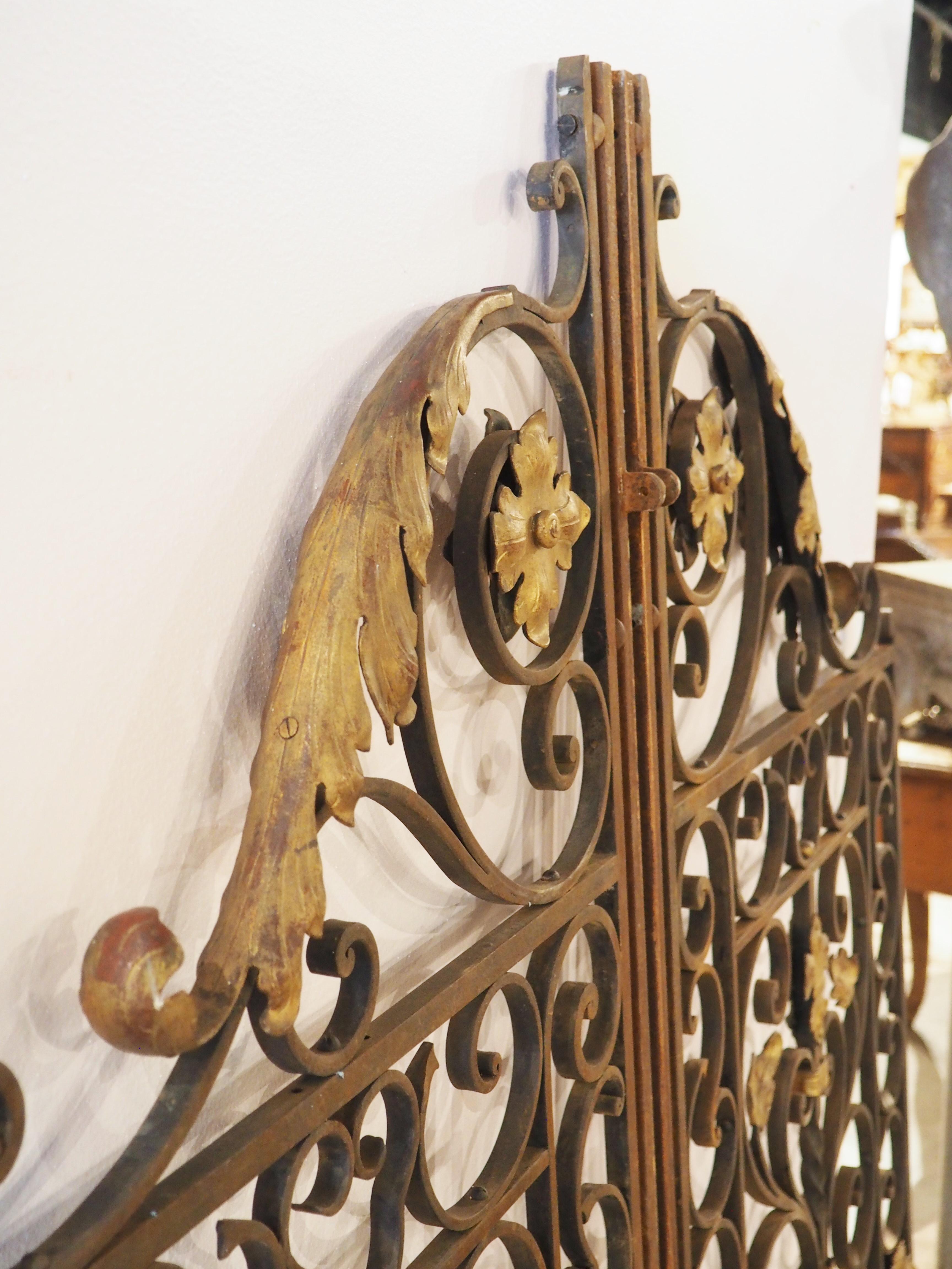 Pair of Antique French Wrought and Gilt Iron Gates, circa 1870 7