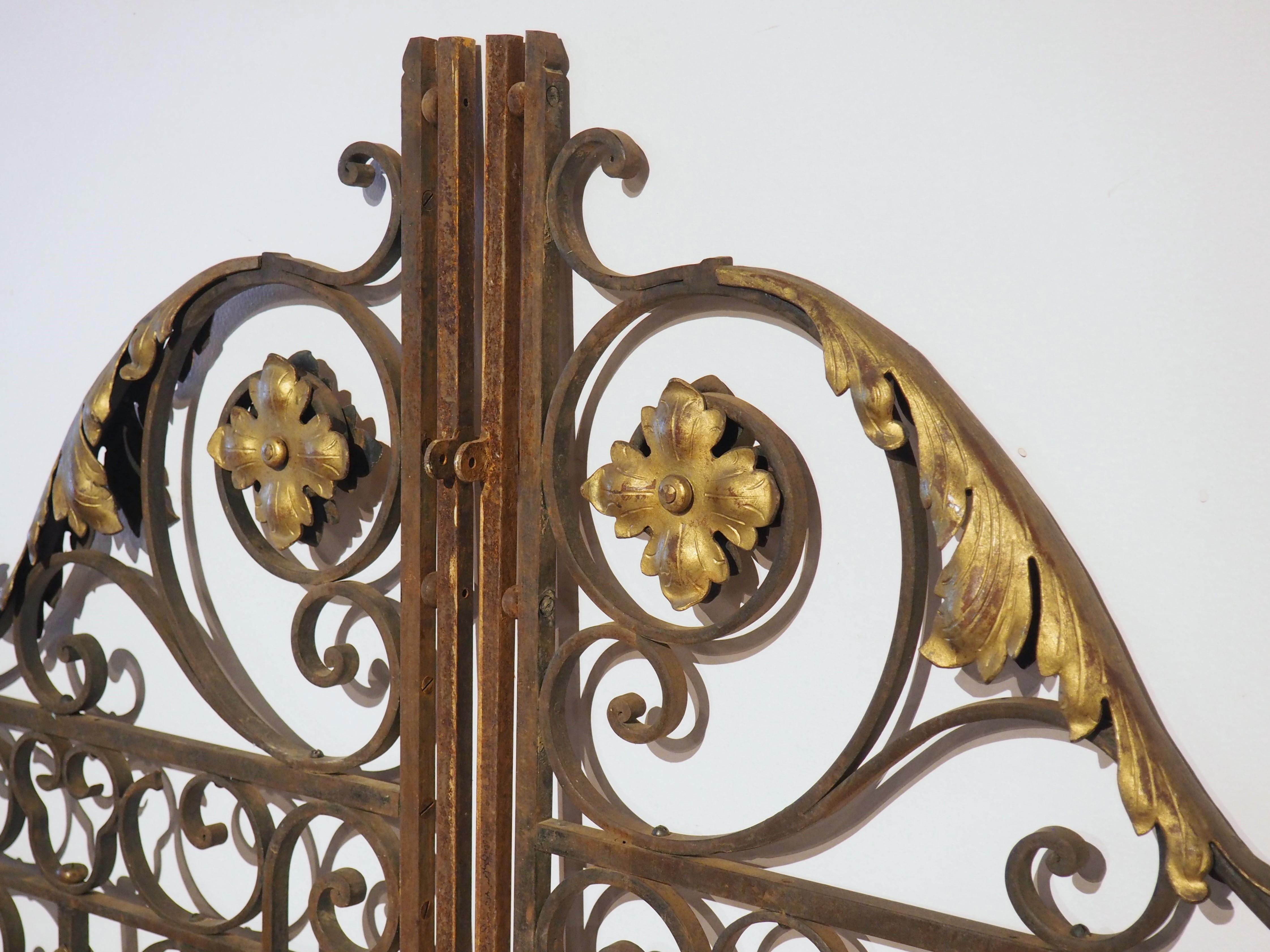 Pair of Antique French Wrought and Gilt Iron Gates, circa 1870 10