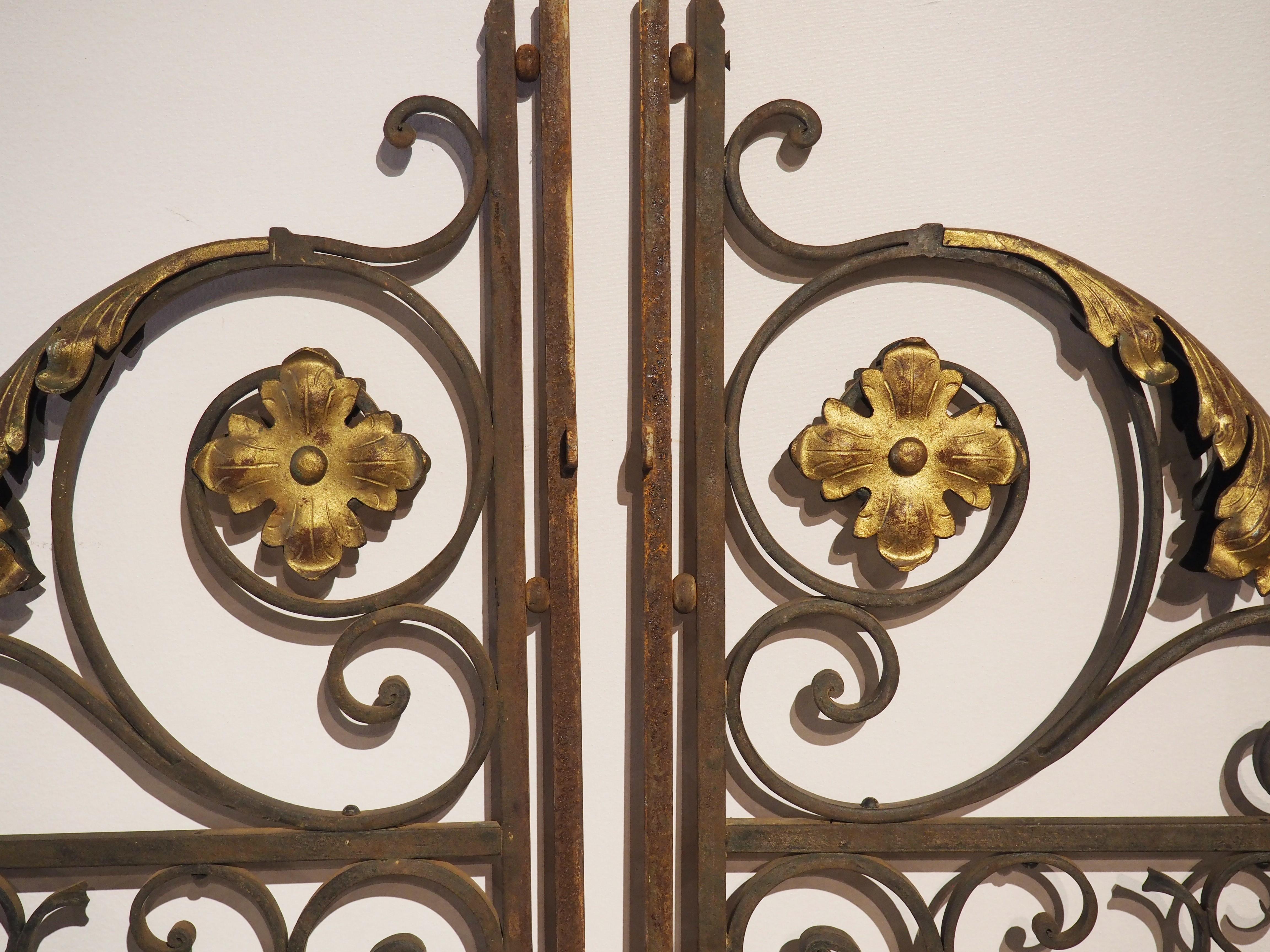 Pair of Antique French Wrought and Gilt Iron Gates, circa 1870 13
