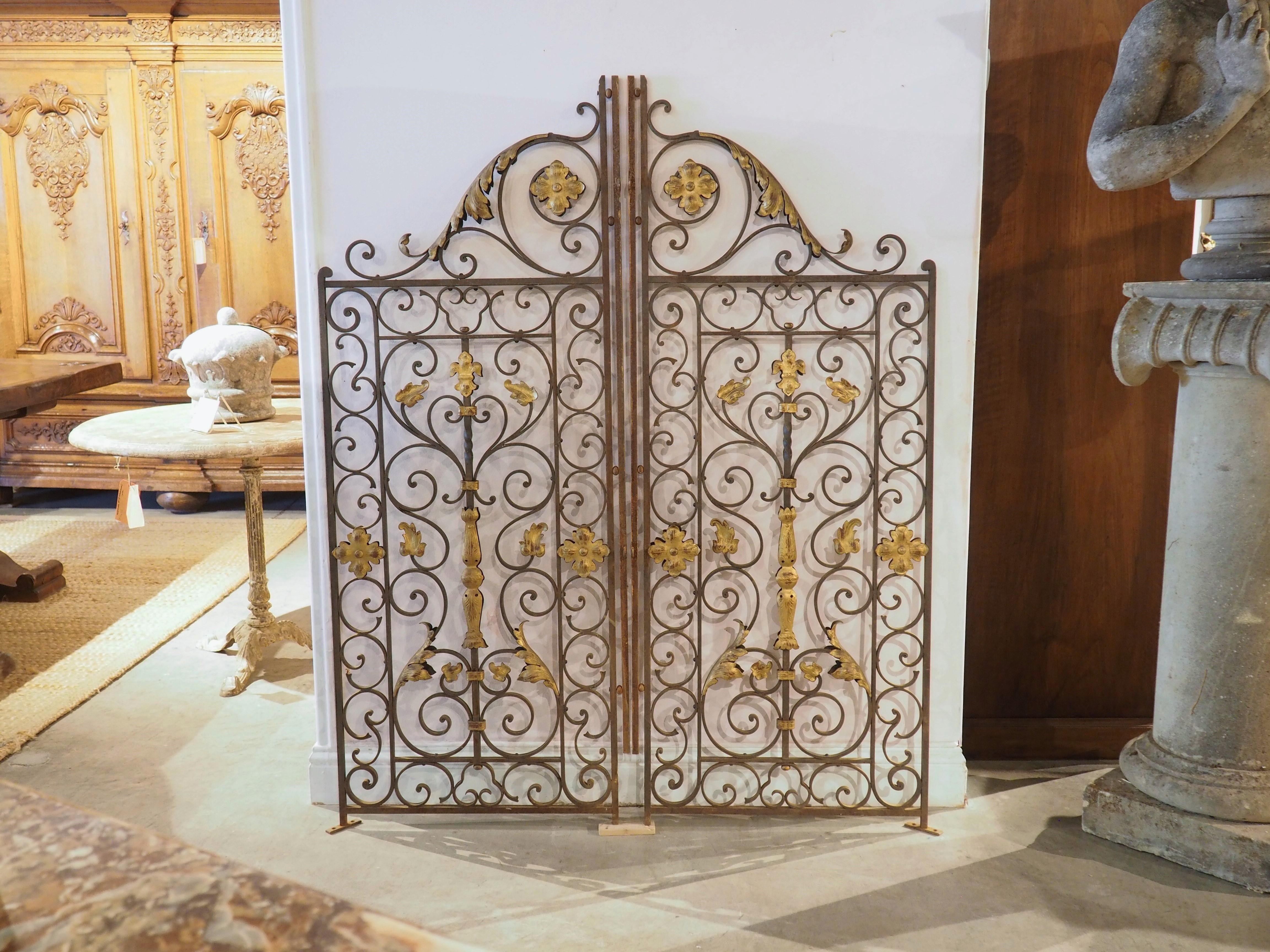 Pair of Antique French Wrought and Gilt Iron Gates, circa 1870 In Good Condition In Dallas, TX