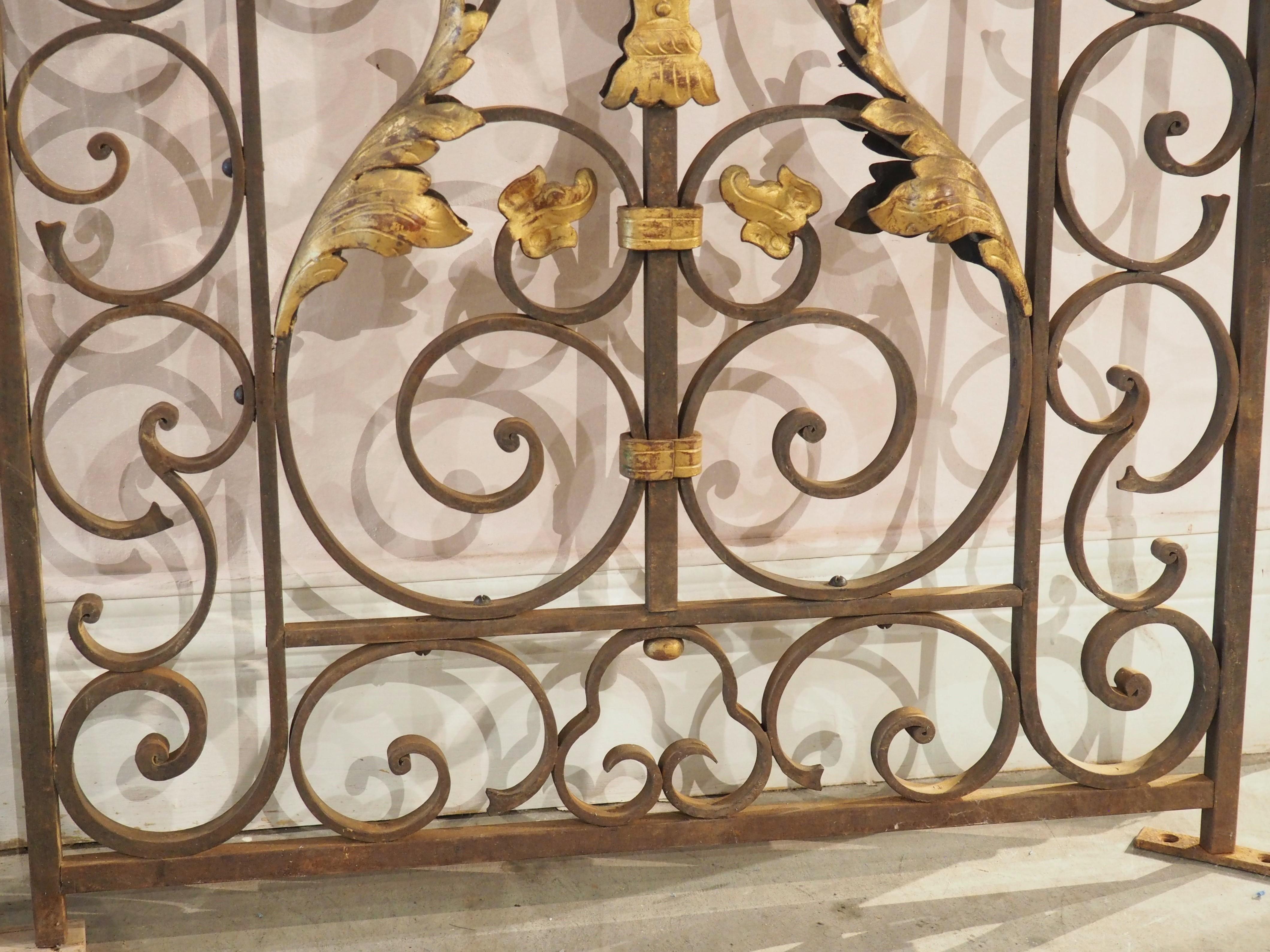 Pair of Antique French Wrought and Gilt Iron Gates, circa 1870 2