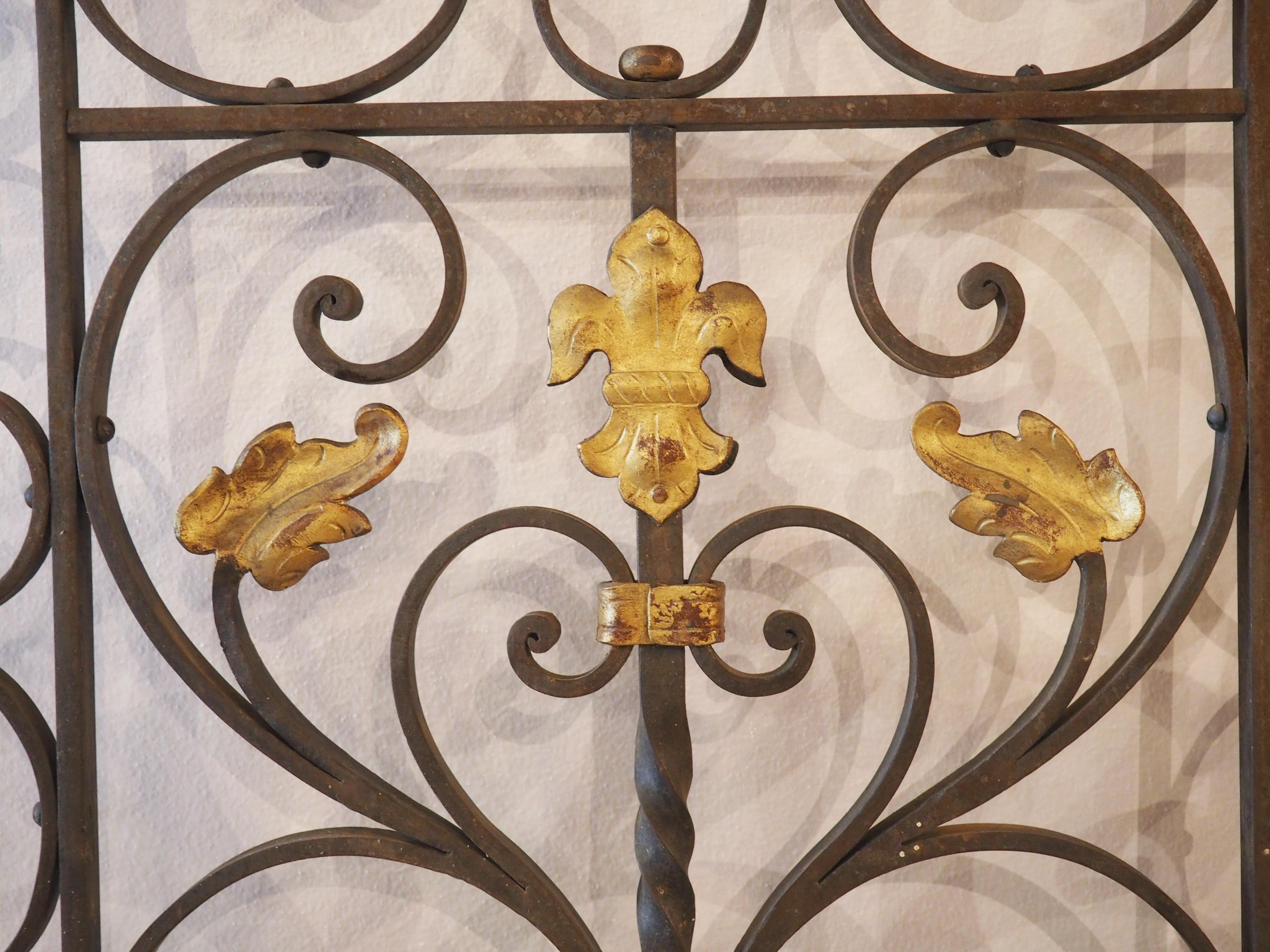Pair of Antique French Wrought and Gilt Iron Gates, circa 1870 4