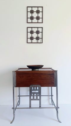 Pair of Antique French Wrought Iron Door Window Grilles – Sculptural Wall Decor