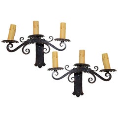 Pair of antique  French Wrought Iron Sconces