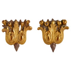 Pair of Antique Friezes in Gilded Wood with Fruit