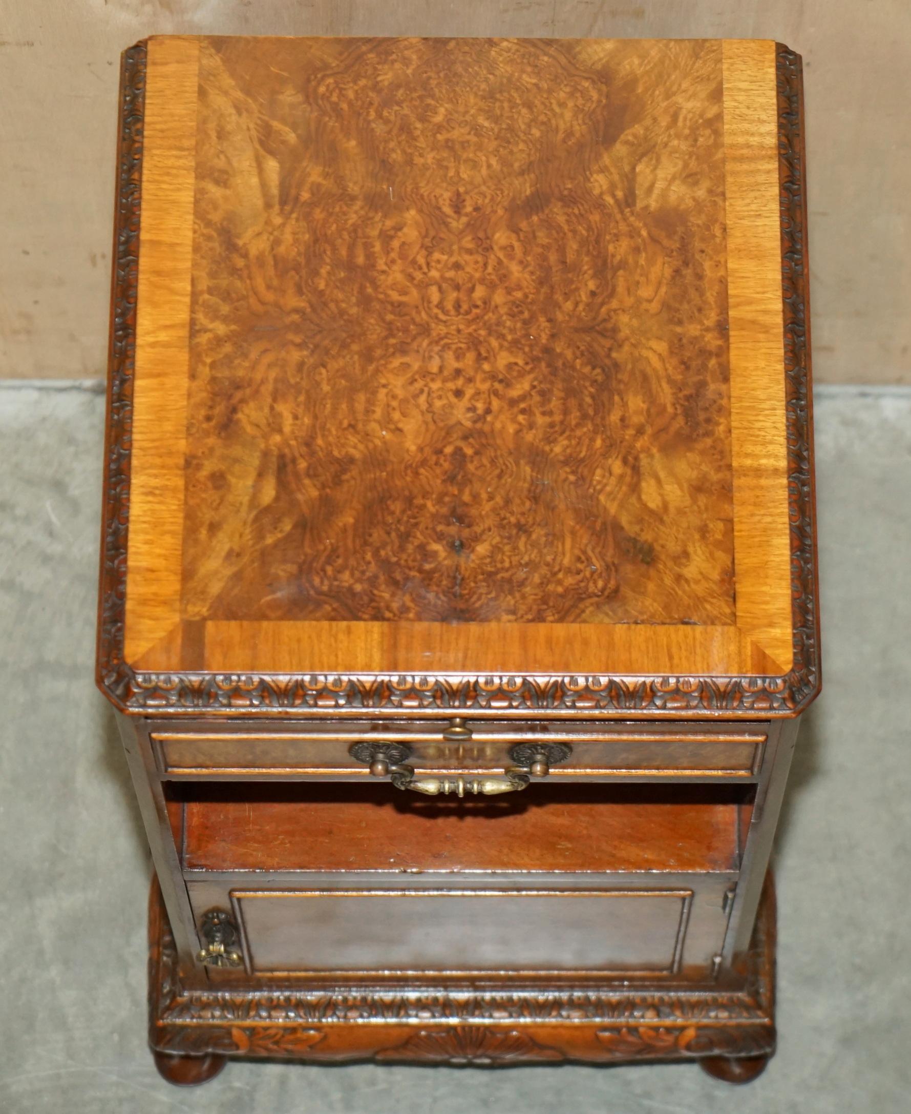 PAiR OF ANTIQUE FULLY RESTORED BURR WALNUT BEDSIDE SIDE END LAMP WINE TABLES 11
