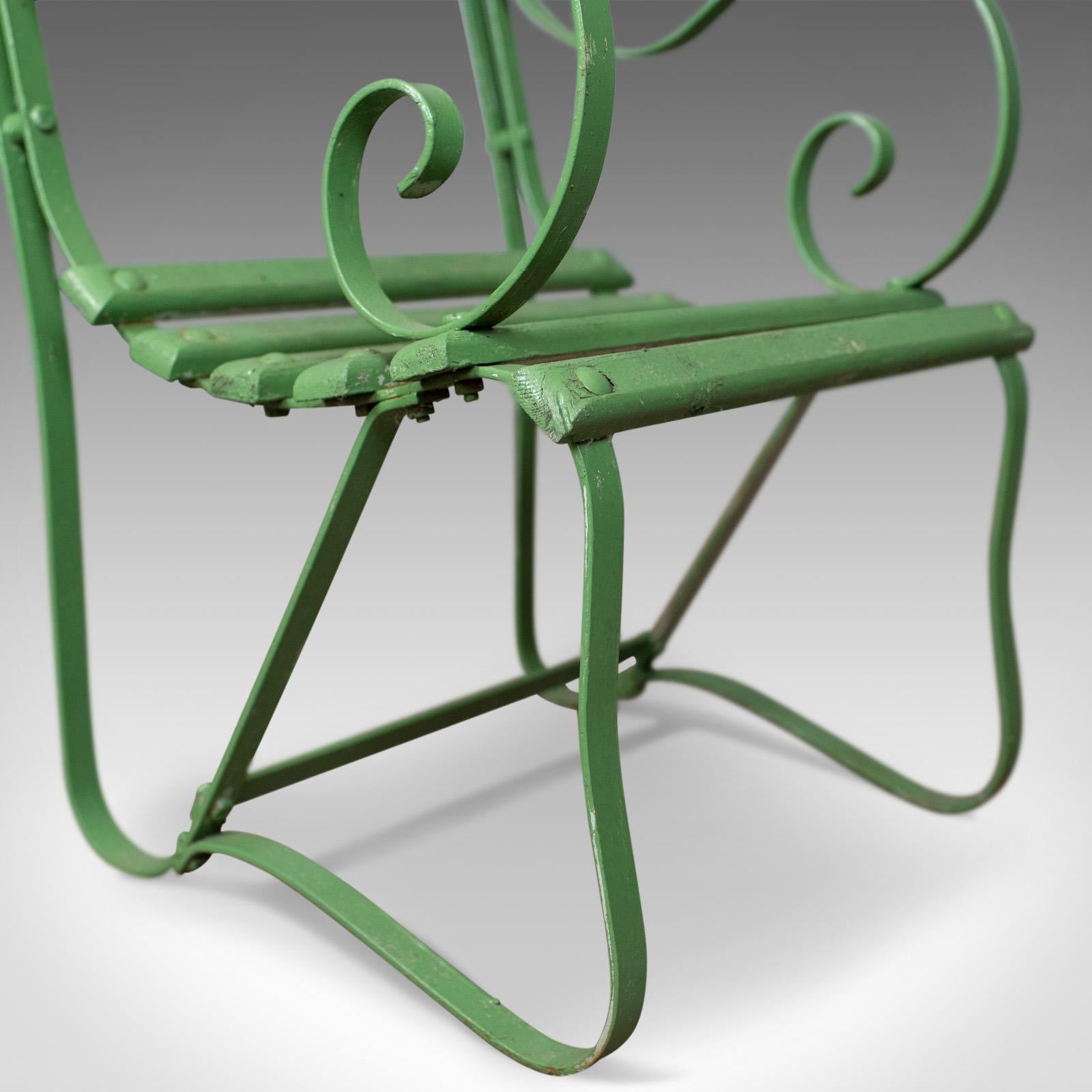 Pair of Antique Garden Chairs, Painted, English Victorian, Iron, Hardwood 3