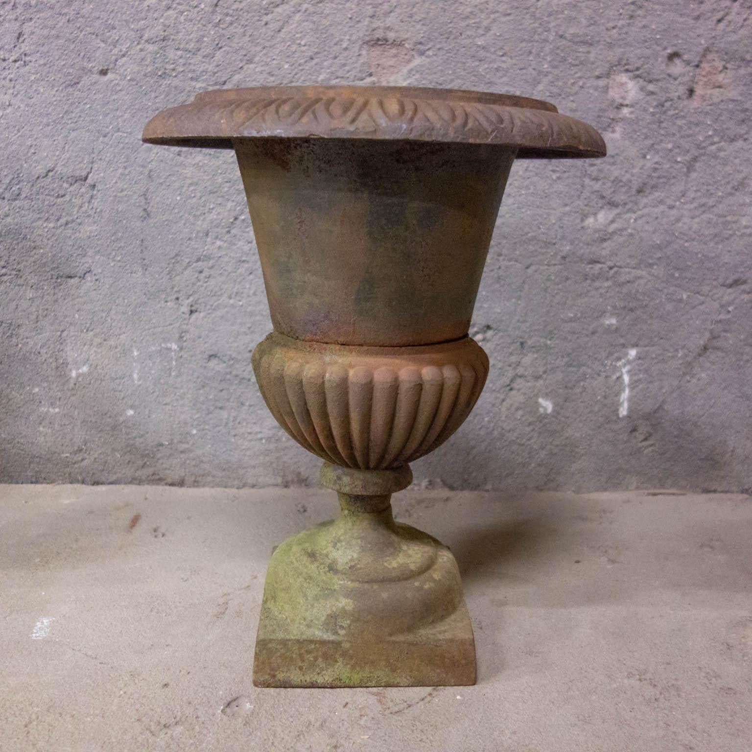 Pair of Antique Garden Vases, Cast Iron For Sale 7