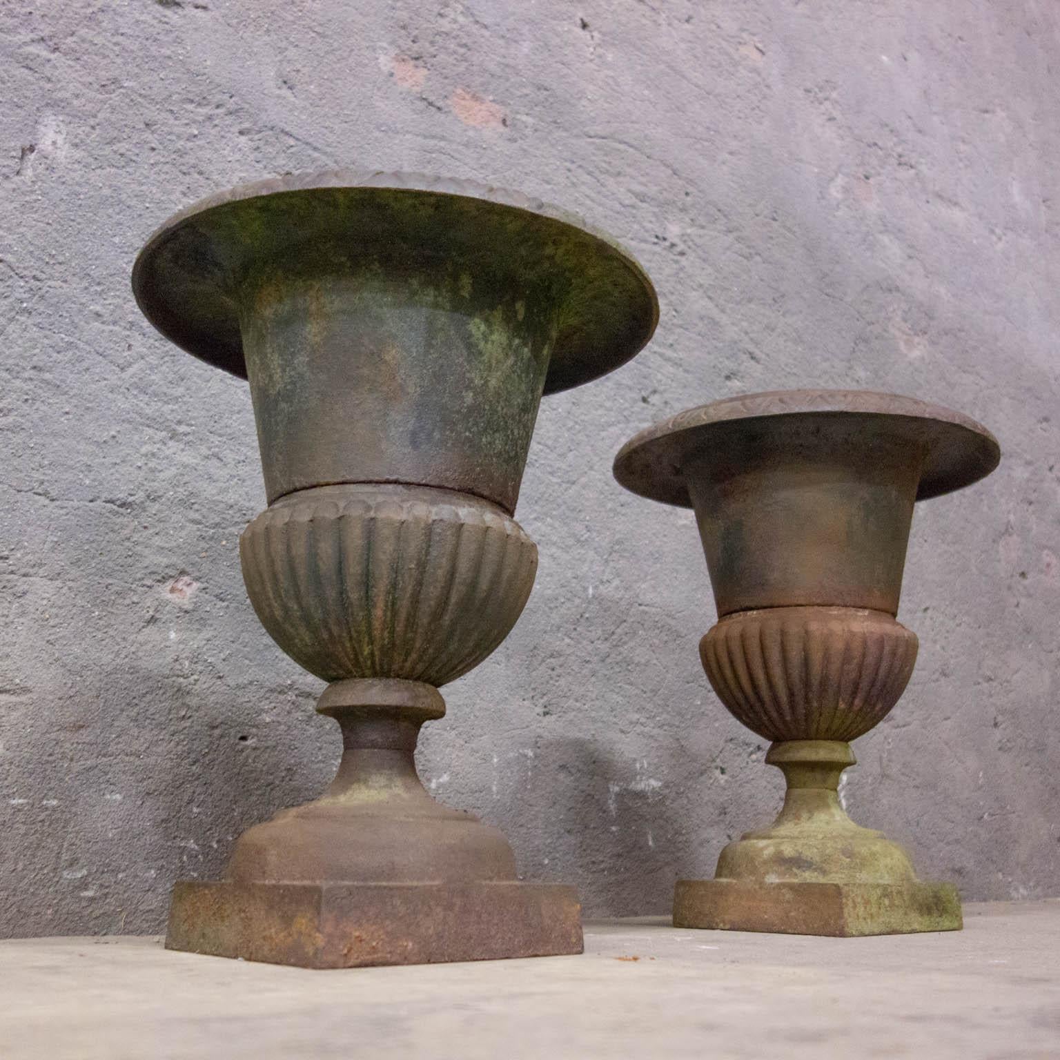 Pair of Antique Garden Vases, Cast Iron For Sale 3