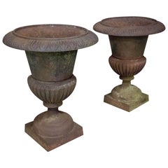 Pair of Antique Garden Vases, Cast Iron