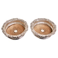 Par De Antiguos Posavasos De Plata George 1V Fechados En 1821 S C Younge Sheffield