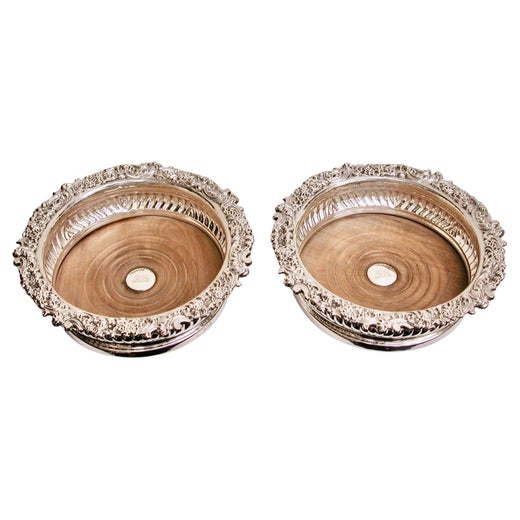 Pair Of Antique George 1V Silver Wine Coasters Dated 1821 S C Younge Sheffield