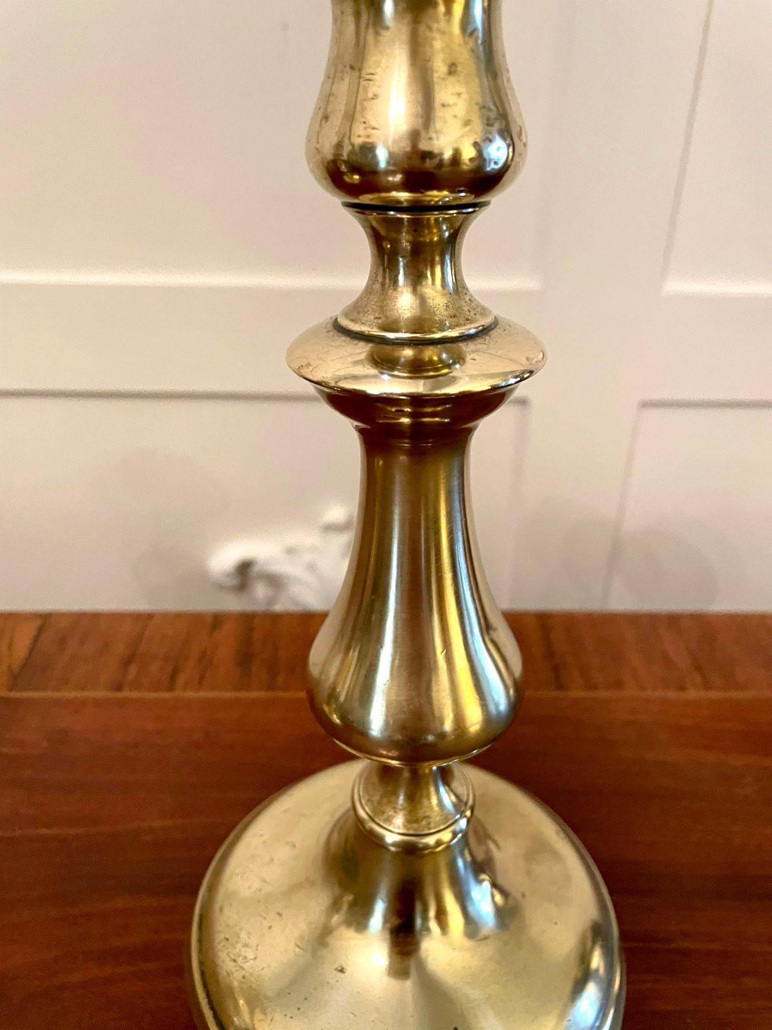 European  ​​Pair of Antique George III Brass Candlesticks For Sale
