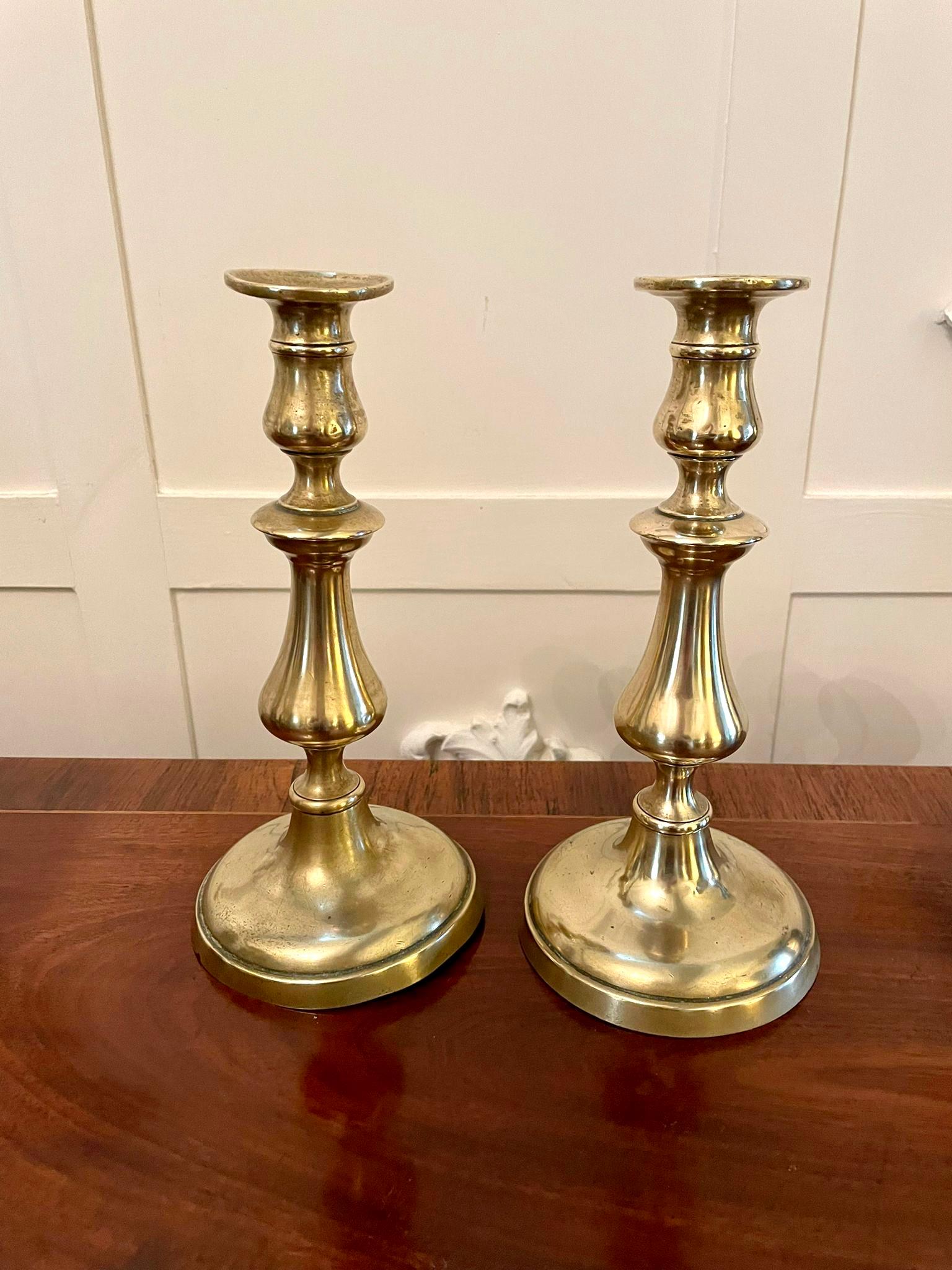  ​​Pair of Antique George III Brass Candlesticks For Sale 1