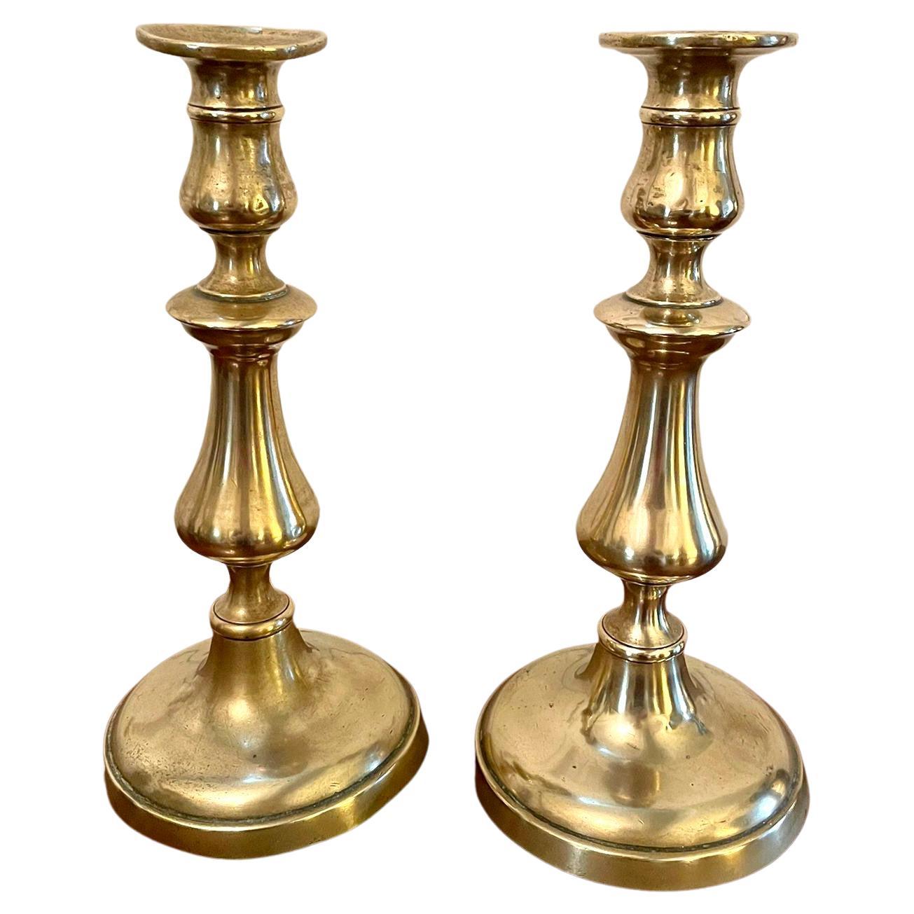  ​​Pair of Antique George III Brass Candlesticks