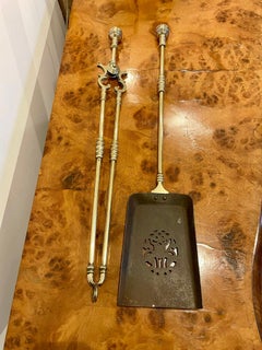 Pair of Antique George III Brass Fire Irons