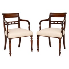 Pair of Antique George III Mahogany Open Armchairs
