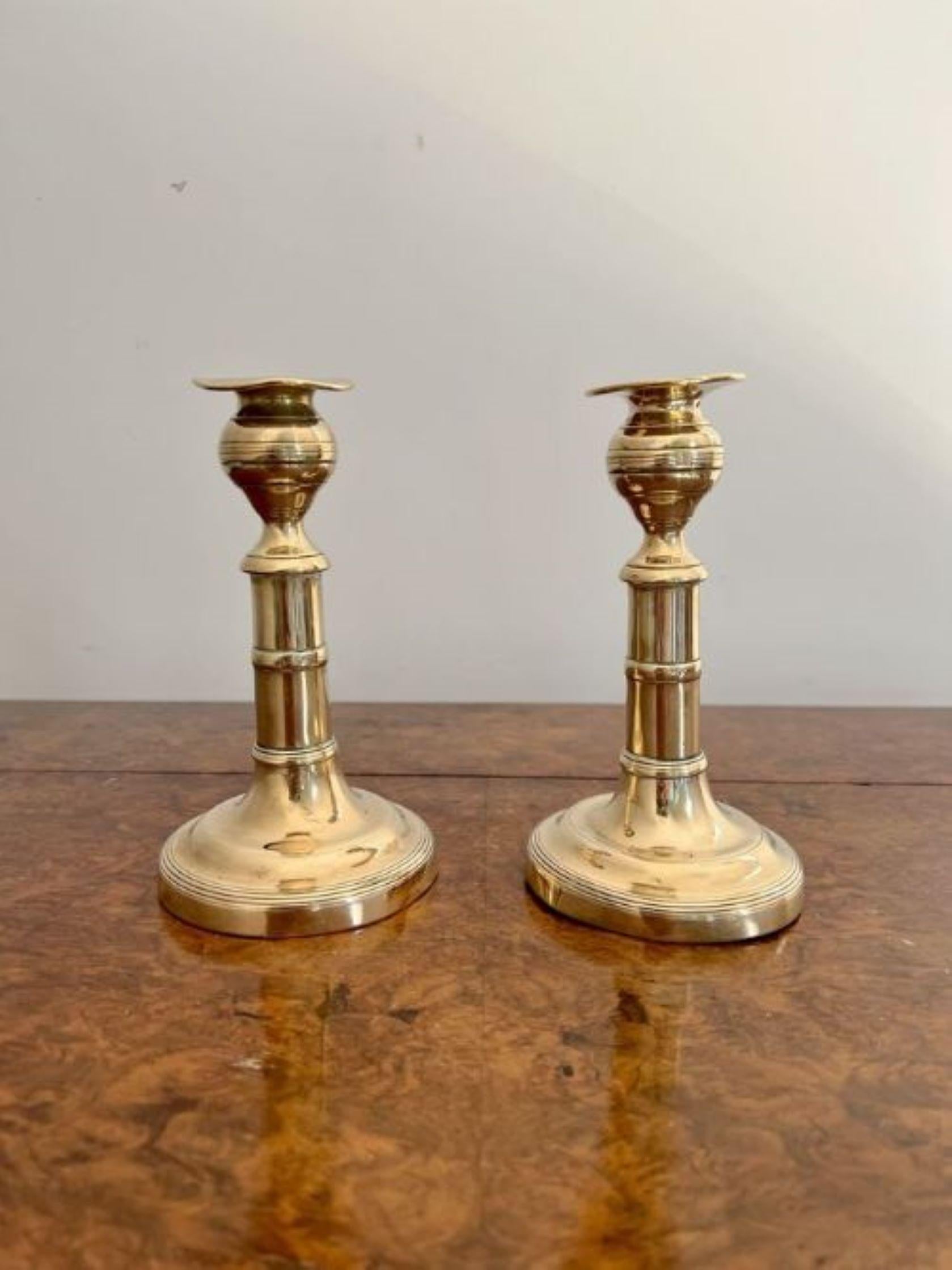 19th Century Pair of antique George III quality brass candlesticks  For Sale