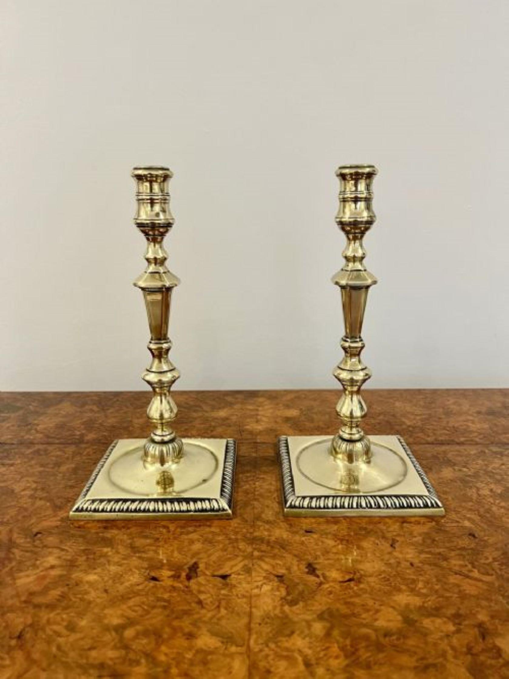19th Century Pair of antique George III quality brass candlesticks  For Sale