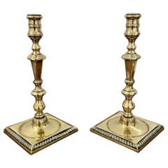 Pair of antique George III quality brass candlesticks