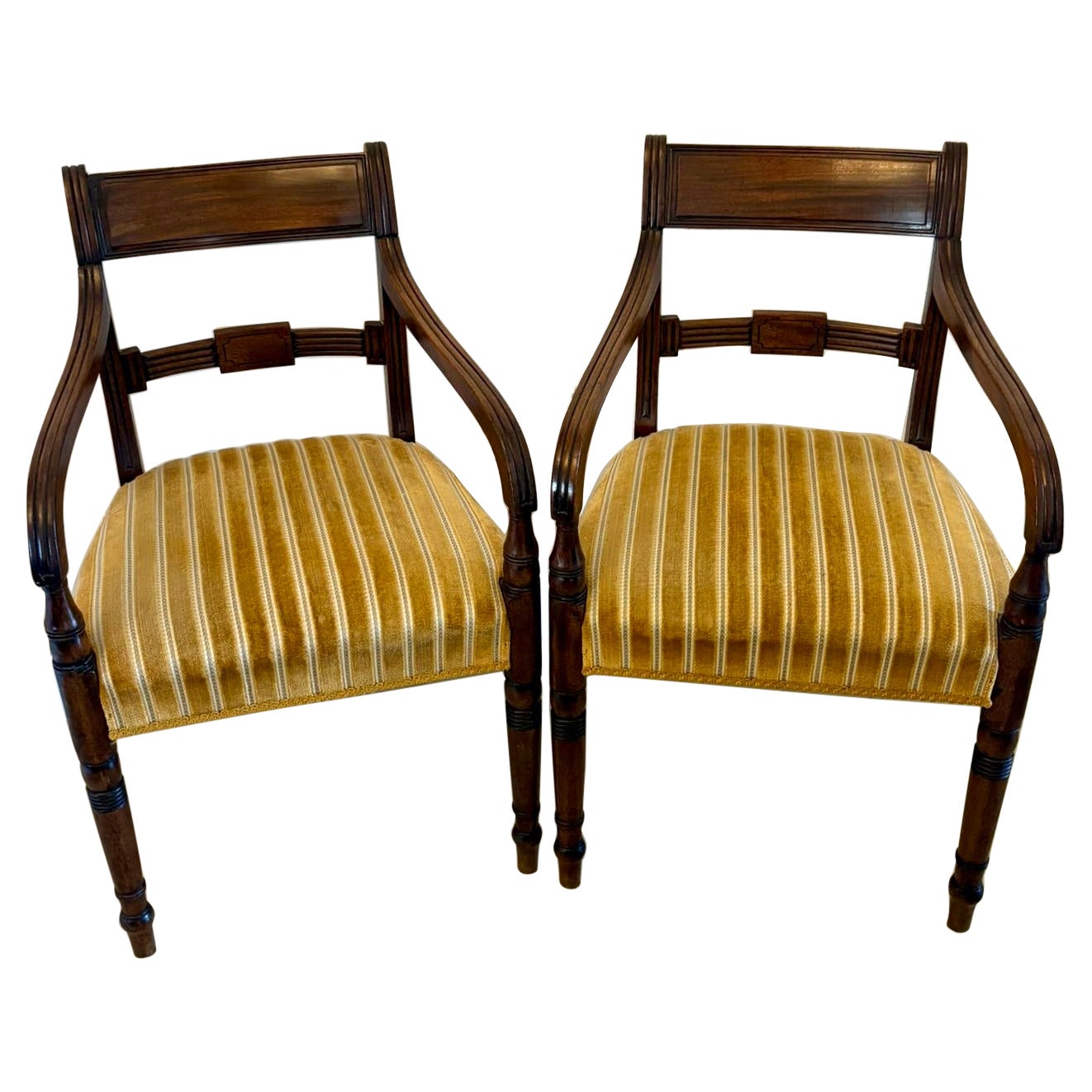 Pair of Antique George III Quality Mahogany Desks Chairs