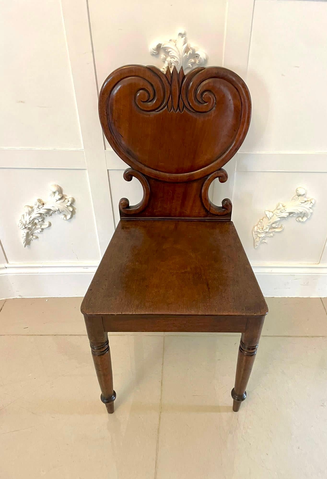 Pair of Antique George III Quality Mahogany Hall Chairs In Good Condition For Sale In Suffolk, GB